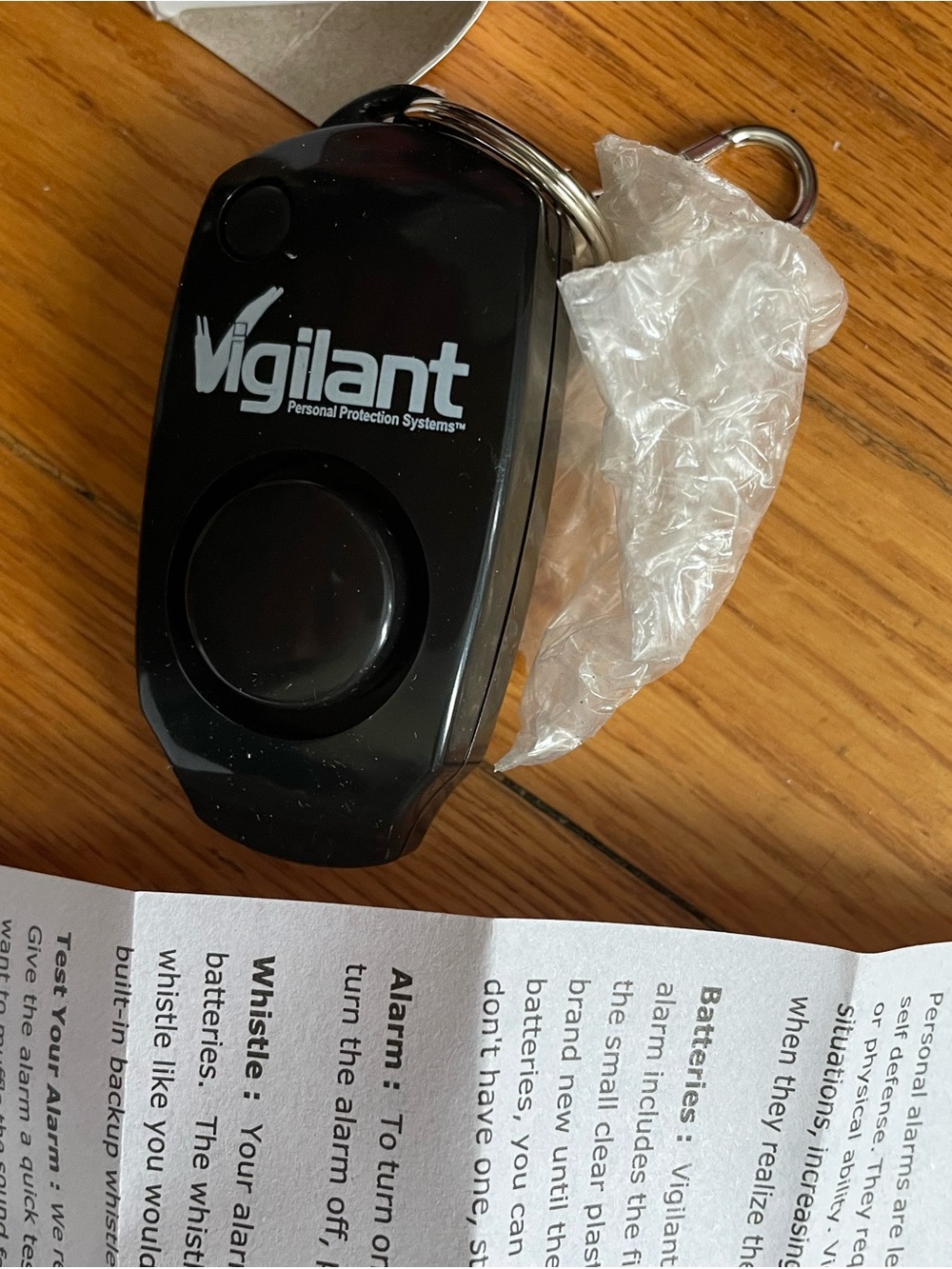 Vigilant Personal Alarm Keychain - Black
